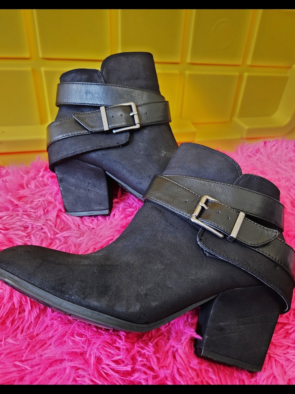 Black Women’s Ankle Boots with Buckle Strap